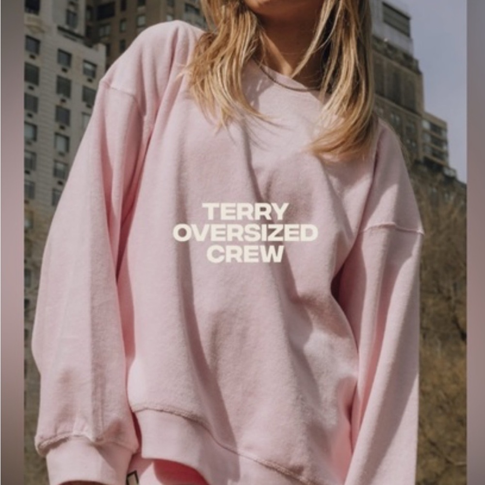 Daily Drills Pink Terry Oversized Crew